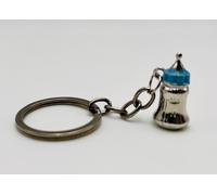 10 PEZZI Portachiavi in metallo BIBERON CELESTE bomboniera bambino batte 09U9