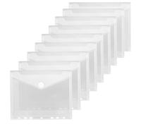 10 Pezzi Portadocumenti A5 Trasparenti, 22.6 x 18cm Impermeabile Cartelline Trasparenti A5 Buste, con Bottone, in Plastica, per File Quaderni, per Ufficio, Università, Scuola e Casa (7 Forate)