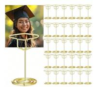 10 pezzi Portanumeri da tavolo a forma di tocco da laurea, Clip per esposizione del tocco da laurea, Portanome e clip per memo multifunzionali in oro per tocco da laurea, adatti per festa di laurea, m