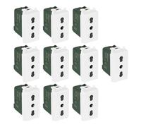 10 Pezzi Presa Bipasso 2P+T 16A Compatibile con Plana | Modulo Presa Elettrica da Incasso 10A e 16A 250V, Attacco a Scatto Rapido con Alveoli Protetti, Pratico, Bianco
