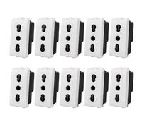10 Pezzi Presa Bipasso Bivalente 2P+T 10/16A, Compatibile Con Bticino Living Light, Colore Bianco