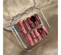 10 pezzi Press on Nails Unghie finte quadrate lunghe a bara Kit di arte acrilica for unghie finte a copertura completa(S)