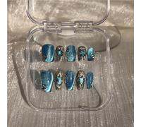 10 pezzi Press on Nails Unghie finte quadrate lunghe a bara Kit di arte acrilica for unghie finte a copertura completa(XS)