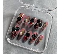 10 pezzi Press on Nails Unghie finte quadrate lunghe a bara Kit di arte acrilica for unghie finte a copertura completa(XS)