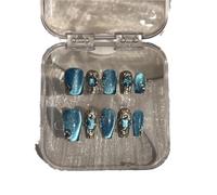 10 pezzi Press on Nails Unghie finte quadrate lunghe a bara Kit di arte acrilica for unghie finte a copertura completa(S)