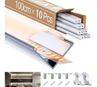 10 Pezzi Profilo Angolare in Alluminio Bianco per Strisce LED 1m, Diffusore Profilo LED Cartongesso, Dimensioni L2000 x 15,8 x 15,8mm, Angolo 45 Gradi