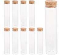 10 Pezzi Provette in Vetro Borosilicato Trasparente con Tappi di Sughero | Riutilizzabili e Chiusura Ermetica, per Decorazioni, Sabbia, Coltivazione fuori Suolo