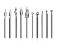 10 Pezzi Punte per Intaglio Legno Accessori per Trapano per Incisione Round Nose Cove per Intaglio Punta da Trapano per Utensili Rotanti