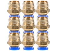 10 Pezzi Raccordo Attacco Rapido Diritto per Tubo Aria 6mm | Filettatura Esterna 1/4, Colore Oro, ABS e Rame, per Industrie e Lavorazioni Meccaniche