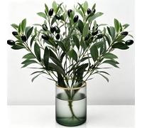 10 Pezzi Rami di Ulivo Artificiale 30 cm con Olive Decorative, Ulivo Artificiale Realistico per Vaso, Rami Artificiali Decorativi in Stile Mediterraneo per Casa, Matrimonio e Ufficio