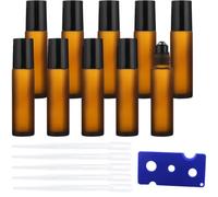 10 Pezzi Roll On Vuoto per Oli Essenziali, 10ml Marrone Roll On Bottiglia Boccette Vuote, Marrone Contenitore Roll On Vuoto, Bottigliette di Vetro Piccole, per Profumi Aromaterapia Massaggio