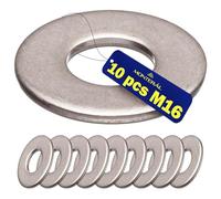 10 Pezzi Rondelle Acciaio Inox M16 Tipo DIN 125 - Garanzia di 10 Anni - MONTERAL
