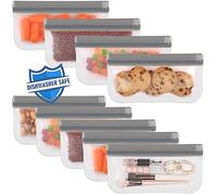 10 Pezzi Sacchetti Freezer, 8,6"*4,5" Sacchetti Alimenti Richiudibili, Sacchetti Congelatore, Senza BPA, per Verdure, Latte, Snack e Carne