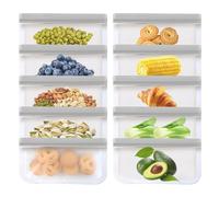 10 Pezzi Sacchetti Freezer Riutilizzabili,22,5 x 13,5cm Zip Lock Bags,Sicurezza Sac à Vide Lebensmittel Wiederverwendbar,Sacchetti per Alimenti,Riutilizzabili Alimenti per Verdura,Latte,Snack,Carne