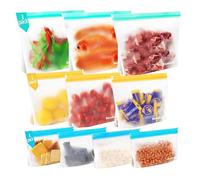 10 Pezzi Sacchetti Freezer, Sacchetti Alimenti Richiudibili, Sacchetti Freezer Riutilizzabili Sacchetti Congelatore, Sacchetti Con Zip Sacchetti per Alimenti per Frutta, Verdura, Carne