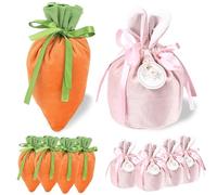 10 Pezzi Sacchetti Pasquali Set per Favori,Trattamenti,Coniglio Carota Sacchetti di Caramelle per Feste di Pasqua, Matrimoni, Baby Shower,Velluto Borsa Regalo con Coulisse per Decorazioni Pasquali