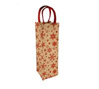 10 pezzi - Sacchetti per bottiglie "Stars" 11+10,5X35 cm Natural Jute