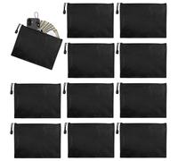 10 Pezzi Sacchetto di Zip Impermeabile A5, 24 x 17.5cm Sacchetto del Documento con Cerniera Materiale in Poliestere Resistente e Impermeabile Elegante e, per school, Scuola, bankbiljetten (Nero)