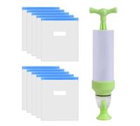 10 Pezzi Sacchetto Sottovuoto con Pompa Manuale | Plastica, Soluzione Salvaspazio Alternativa al Box Secco, per Tè, Caramelle e Dispensa