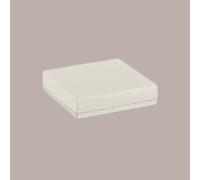 10 Pezzi Scatola Porta Cioccolatini Carta Pelle Bianca 145x145H35 mm