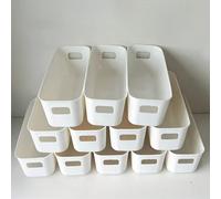 10 pezzi Scatole di immagazzinaggio in plastica impilabili con maniglie, adatte per ufficio, casa, armadio | 5 pezzi/2 pezzi Ceste di immagazzinaggio multifunzionali, contenitori per calzini, biancher