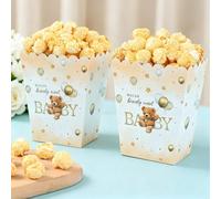 10 pezzi Scatole per popcorn a forma di orso marrone, scatole per patatine fritte, decorazioni per festa di nascità, scatole per spuntino e caramelle, scatole per biscotti, decorazioni per festa di ri