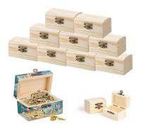 10 Pezzi Scrigno del Tesoro in Legno Grezzo, Mini Scrigno del Tesoro, Scrigno Rettangolare di Legno, Scrigno di Legno Piccolo, con Coperchio Piccolo Set, per Feste di Compleanno di Pirati, Regali