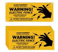 10 Pezzi Segnali di Avvertimento di Recinzione Elettrica - 25 x 10 cm Segnali di Sicurezza per Recinzione Elettrica in Plastica / Segnale di Avvertimento Delicato - Per Pericolo di Recinzione