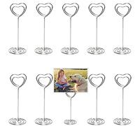 10 Pezzi Segnaposto Cuore, Memo Titolare Carta, Portacarte matrimonio metallo, Memo Clip Segnaposto, Portafoto Portacarte Segnaposto, Memo Clip Carta, per Matrimonio, Cartellini, Foto, Argento