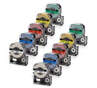 10 Pezzi Serie 12mm Label Maker Maker Label Maker Nero Su /Rosso/Blu/Giallo/Verde/Etichetta