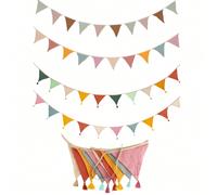 10 pezzi/set Bandierine triangolari colorate, ghirlanda di bandiere triangolari in lino e juta in stile rustico, bandiere in stile boho, decorazioni per la cameretta del bambino, decorazioni per festa