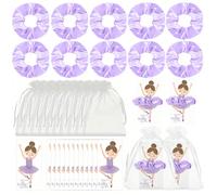 10 pezzi Set di accessori per festa a tema balletto, include 10 scrunchies per capelli e 10 biglietti di ringraziamento a tema balletto, adatto per saggi di danza o feste di compleanno a tema balletto