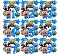 10 pezzi Set di decorazioni con palloncini a tema Minecraft, bandiere, pennant, decorazioni per feste di Natale, compleanni, scene a pixel, adatto per decorazioni natalizie, regali di Natale e decoraz