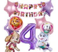 10 pezzi Set di decorazioni per festa di compleanno a tema Paw Patrol, include 1 palloncino numero 32 pollici viola - Decorazioni ufficiali a tema Chase & Skye, adatte per bambini e bambine stile 2,st