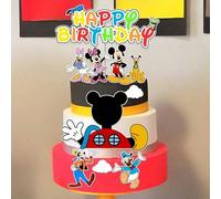 10 pezzi Set di decorazioni per torta a tema Friends, con uno stile allegro e vivace, stampati con personaggi di cartoni animati classici come Topolino e Minnie, principalmente in colori vivaci e lumi