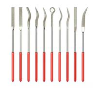 10 Pezzi Set di Lime Diamantate Mini Sagomate Manuale | Accesso Multi-profilo, per Modellisti e Hobbisti, Adatte a Vetro e Legno, Colore Rosso