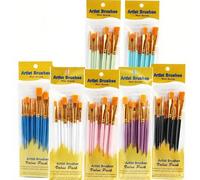 10 pezzi Set di pennelli per artisti - Adatto per acrilico, olio, acquerello, arte di unghieil art, pittura di dettagli e pittura su roccia, durevole, facile da usare, adatto come regalo, versatile, p