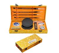 10 Pezzi Set di Pennelli per Calligrafia Cinese, Eccellente Pennello per Calligrafia Cinese Kanji Sumi, Cinese Brush Quattro Tesori Dello, Elegante Scatola Regalo