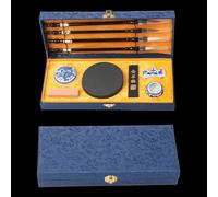 10 Pezzi Set di Pennelli per Calligrafia Cinese, Eccellente Pennello per Calligrafia Cinese Kanji Sumi, Cinese Brush Quattro Tesori Dello, Elegante Scatola Regalo（blu）