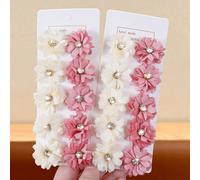 10 pezzi/set Fermagli per capelli con fiori di margherita rosa e beige con strass, fermagli per ciuffi laterali minimalisti, dolci e versatili, non danneggiano i capelli, adatti per uso quotidiano, re