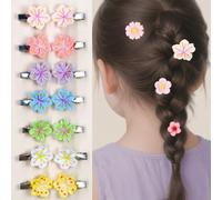 10 pezzi/set Fermagli per capelli con fiori piccoli e carini di colori casuali, fiori di pesco in resina, margherite, accessori per capelli adatti per uso quotidiano, stile campagnolo per decorazione 