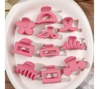 10 pezzi/set Fermagli per capelli quadrati e semicircolari opachi a forma di fiori di ciliegio rosa, per ordinare ciuffi e capelli ribelli, stile coreano dolce da ragazza, minimalista ed elegante, ada