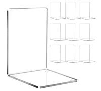 10 Pezzi Set Fermalibri per Mensole con Tappetini Silicone Antiscivolo, Ferma Libri Acrilico Trasparente, Organizzazione Scrivania, Supporto Libri Forma L per Scuola,Casa,Ufficio, Libreria, Biblioteca