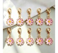 10 pezzi/set Mini portachiavi con fiori di margherita e moschettone, set di accessori floreali in stile Y2K per borse, decorazione per auto, pendente per zaino, adatto per la scuola, stile gotico cari