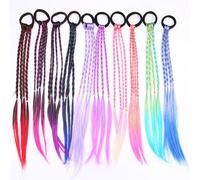 10 pezzi/set Parrucche intrecciate viola da 24 pollici per ragazze, con texture di capelli lisci e lunghi, accessori per capelli a coda di cavallo soffici resistenti al calore, adatti per uso quotidia