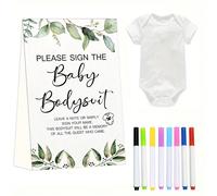 10 pezzi set per bambini, include 1 tuta con grafica, 1 body bianco per neonato, 8 pennarelli per tessuti per la festa del gender reveal del bambino (tema verde) Tagli UnicaLettereCarta tessile