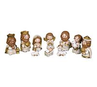 10 Pezzi Set Presepe di Natale in Resina, Presepe Natalizio Completo con 7 Figure, Figure del Presepe, Statue Presepe, Mangiatoia Presepe di Natale Statuine per decorazioni di ufficio domestico Chiesa