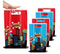10 pezzi/set Sacchetti regalo tema supereroe per festa, sacchetti regalo per compleanno con logo supereroe, sacchetti per caramelle e spuntino, durevoli, decorazioni per feste di compleanno, regali pe