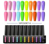 Set di 10 smalti gel da 7 ml rosa nude, viola, rosso con brillantini, smalto gel semipermanente UV LED, design arte unghie, set di smalto gel soak off ABS