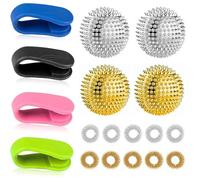 10 pezzi Skills Set con 4 palline da massaggio riccio, 4 clip, 10 anelli per agopressione, strumento per alleviare lo stress e massaggi, agopressione portatile, agopressione